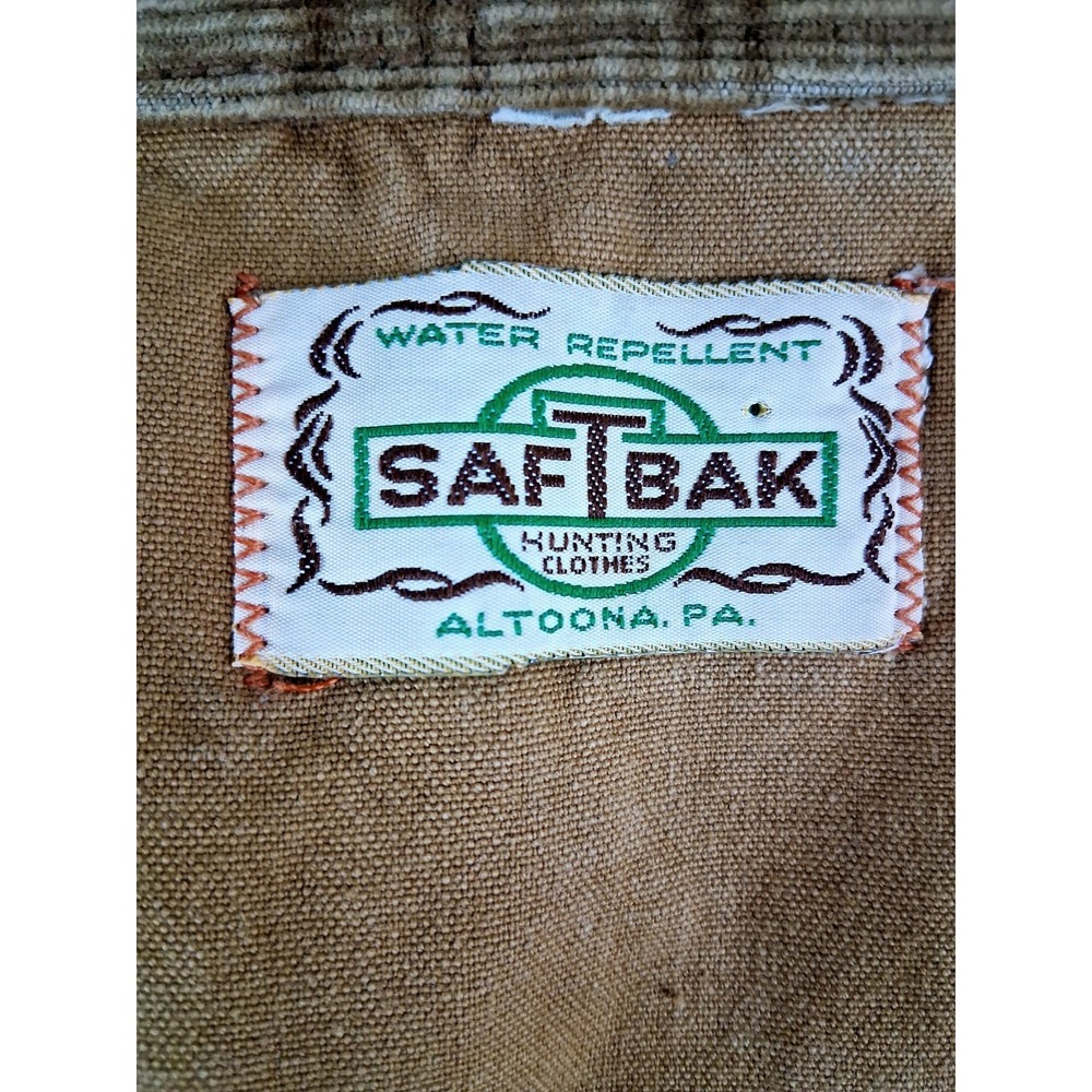 Vtg 80s SAFTBAK Hunting Jacket Duck Field Canvas Coat‎ L USA Biege Blaze Orange - Picture 2 of 12